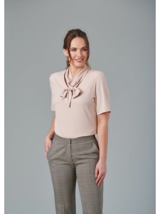 Flavia Short Sleeve Pussy Bow Blouse