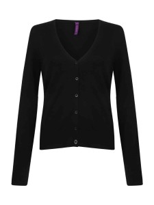 H726 Ladies Lightweight V Neck Cardigan - BLACK - Coffee Shop LHB only