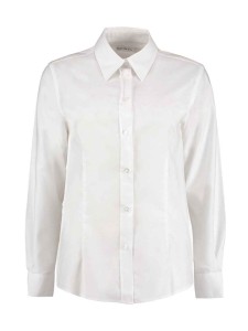K/Kit Ladies Long Sleeve Tailored Oxford Shirt - WHITE