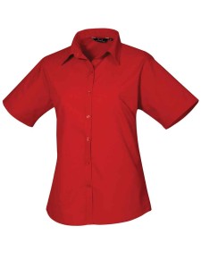 Premier Ladies Short Sleeve Blouse - RED