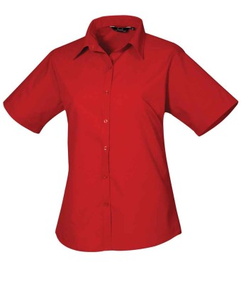 Premier Ladies Short Sleeve Blouse - RED
