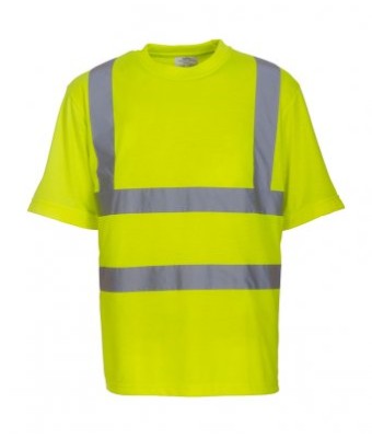 YK010 Yoko Hi-Vis Short Sleeve T-Shirt - YELLOW - Stewarts GC logo LHB & rear/below collar (Eight Generations logo)