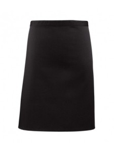 PR151 Premier 'Colours' Mid Length Apron - BLACK - PLAIN