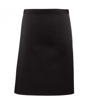 PR151 Premier 'Colours' Mid Length Apron - BLACK - PLAIN