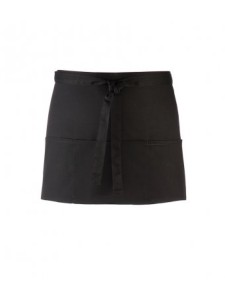 PR155 3-Pocket Short Bar Apron - BLACK - PLAIN