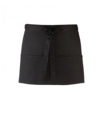PR155 3-Pocket Short Bar Apron - BLACK - PLAIN