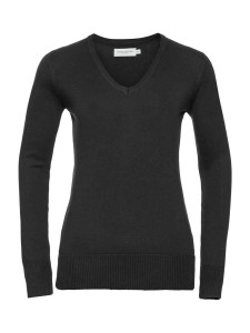 Russell Collection Ladies Cotton Acrylic V Neck Sweater