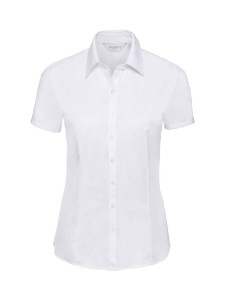 Russell Collection Ladies Short Sleeve Herringbone Shirt