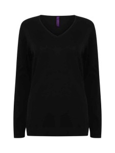 Henbury Ladies Lightweight Cotton Acrylic V Neck Sweater