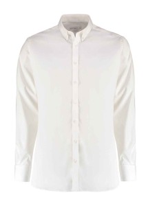 Kustom Kit Slim Fit Stretch Long Sleeve Oxford Shirt